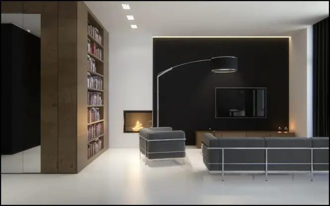 Black brown white living room