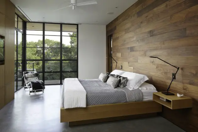 Wood wall modern bedroom