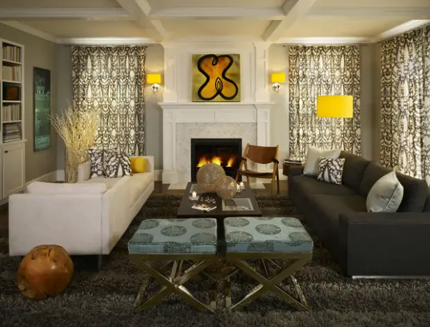 amazing yellow accent living room