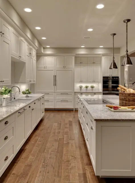 beautiful wood and white kitchen