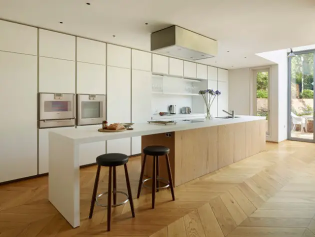 wood and white kitchen