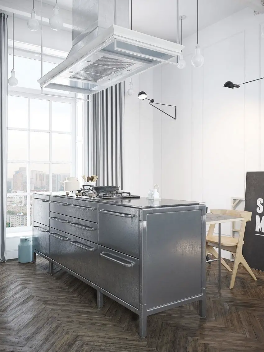 Industrial Kitchen Island, A Scandinavian Home with Industrial Finds