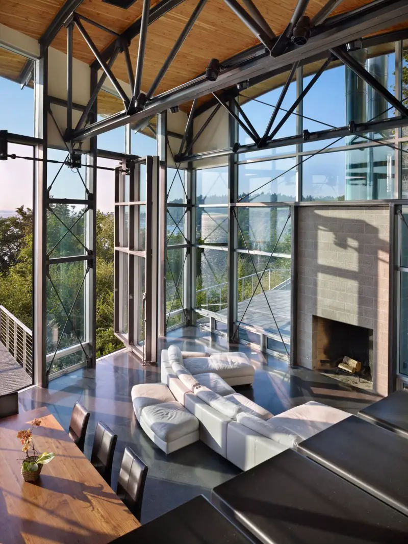 Living Room with view, West Seattle Residence by Lawrence Architecture