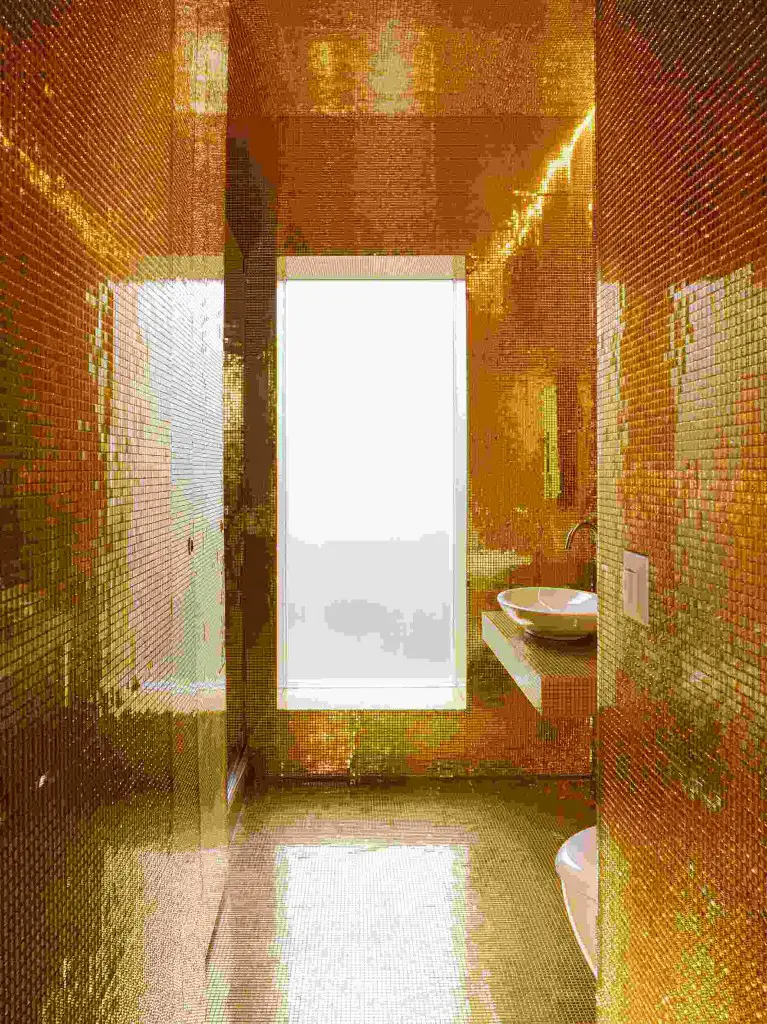 Gold color shower, bathroom decor