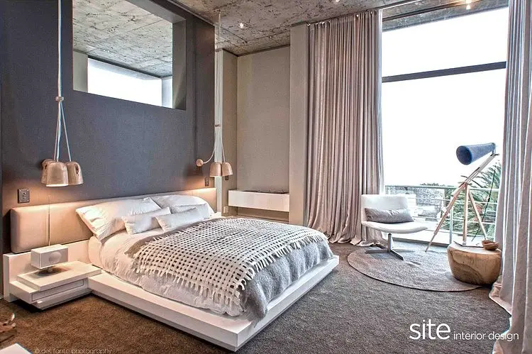 Neutral Color Bedroom Design, Aupiais house by site interior design