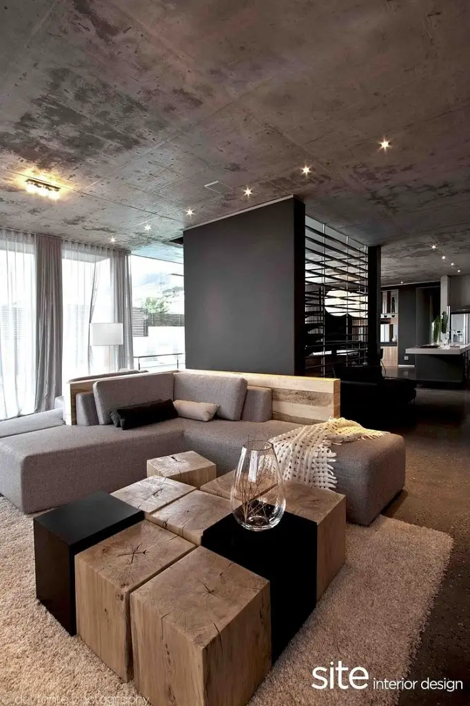 Neutral Color Living Room, Aupiais house by site interior design