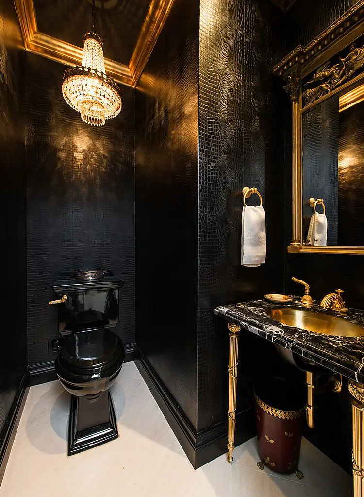 Traditional bathroom in gold and black
