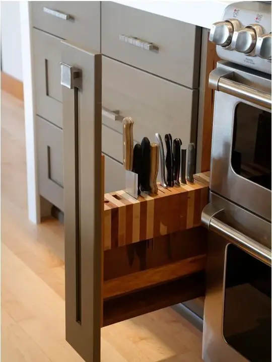 30+ Genius DIY Kitchen Storage and Organization Ideas, Clever Way to Store Knives, DIY Kitchen Storage