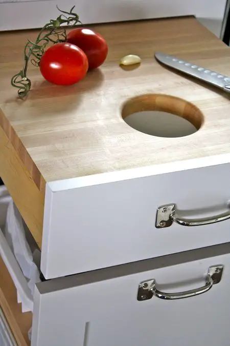 30+ Genius DIY Kitchen Storage and Organization Ideas, You can put the cutting board in a drawer over the trash can, Kitchen Organization and Storage