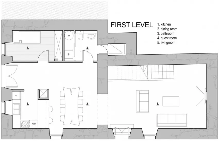 House Plan 1, Reconstruction of a Villa in Ljuta by Enforma Studio