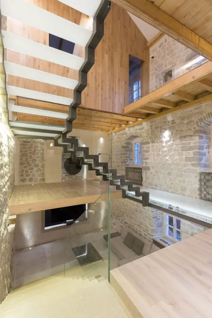 Stairs, Glass, Reconstruction of a Villa in Ljuta by Enforma Studio