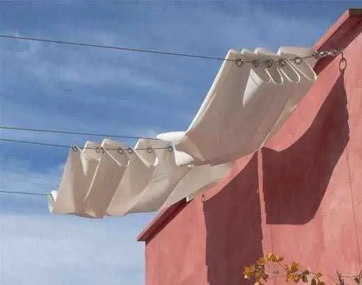 Curtain System As An Impromptu Shade, DIY Garden and backyard ideas