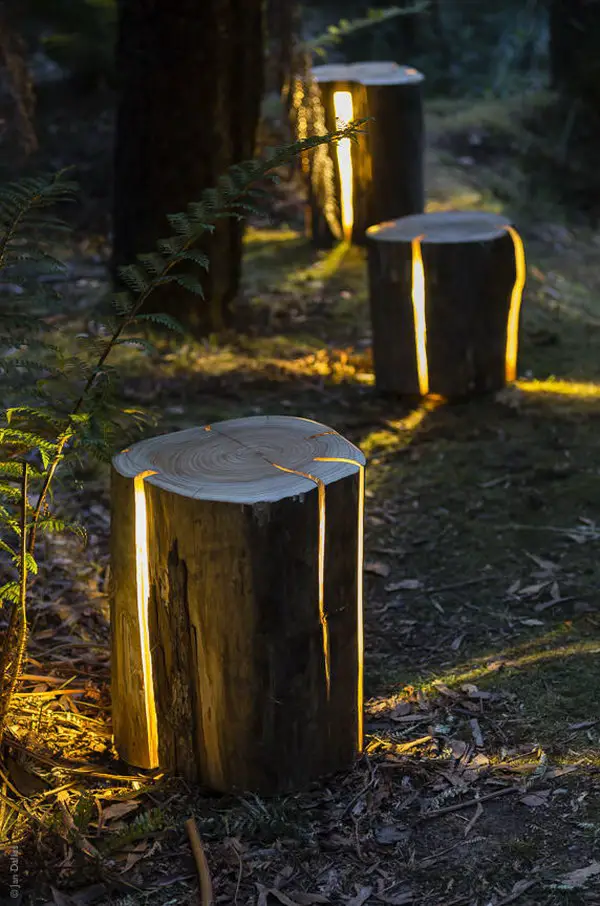 DIY Cracked Log Lamps, DIY Garden and backyard projects