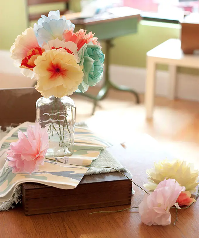 DIY Hand-Dyed Paper Flowers, Crafts, Paper DIY Ideas
