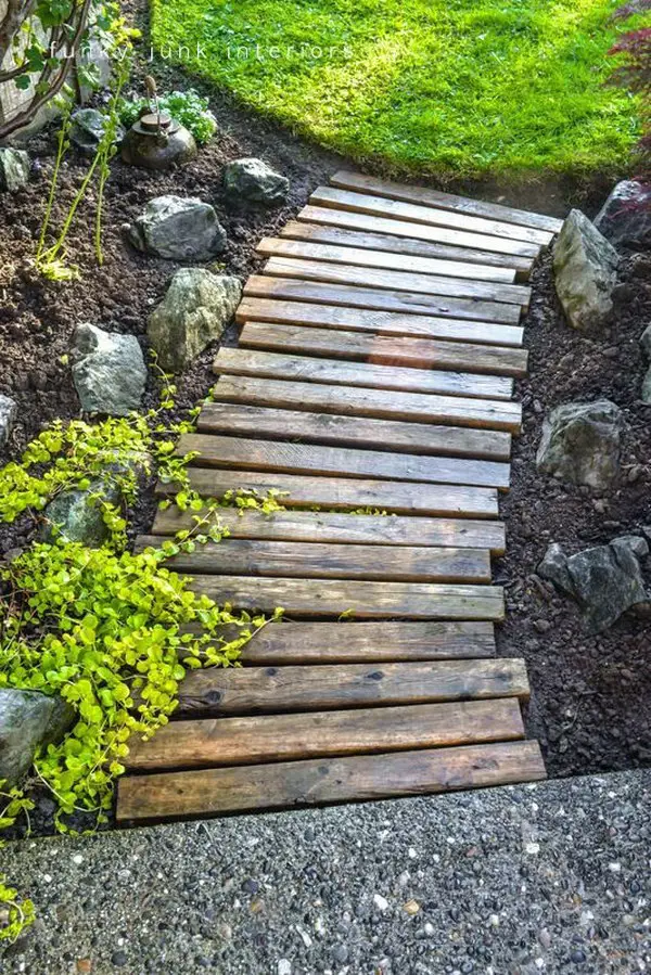DIY Pallet Wood Garden Walkway, Backyard ideas