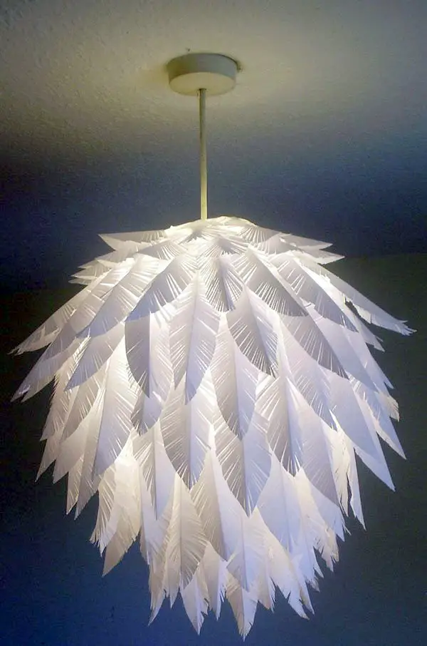 DIY Paper feather lamp