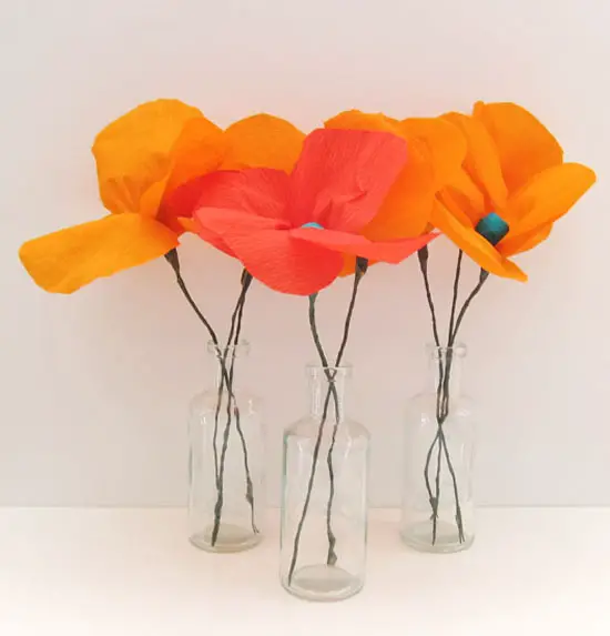 DIY Poppy Paper Flower Tutorial, how to, paper crafts