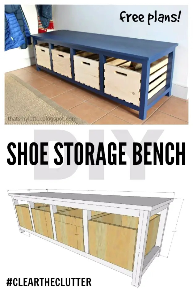 DIY Shoe Storage Bench, Storage Ideas