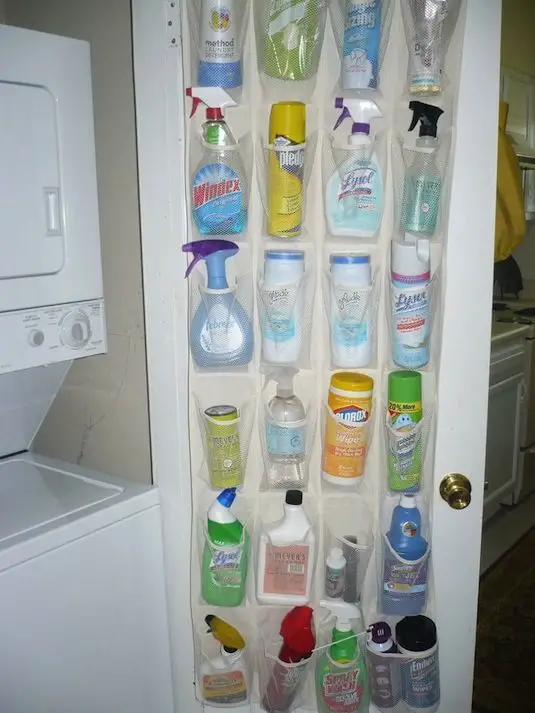 DIY Storage Ideas, Repurposed Shoe Organizer for Cleaning Supplies