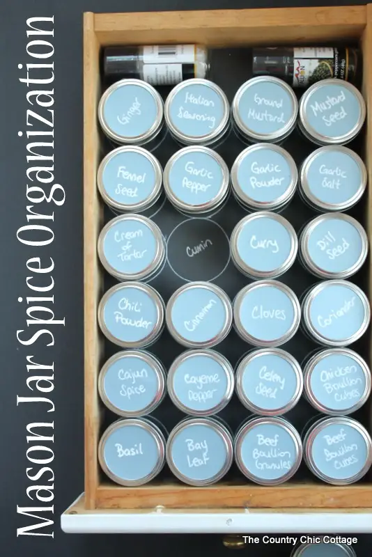 Organize Your Spice Mason Jars, Storage Ideas, Mason Jar Crafts