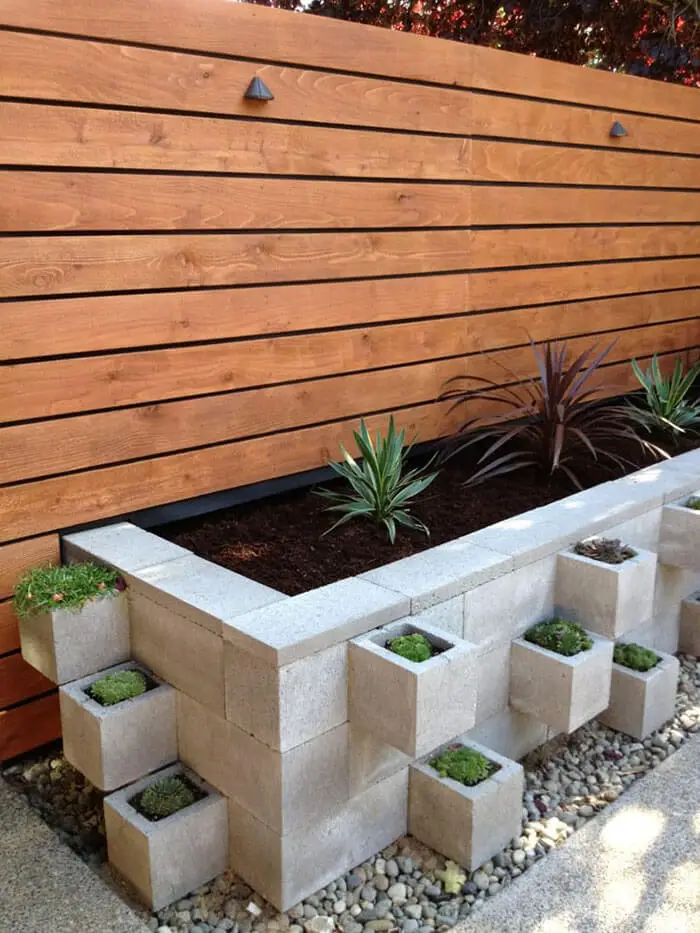 Cinderblock Planter Bed,Front Yard Landscaping Ideas and projects
