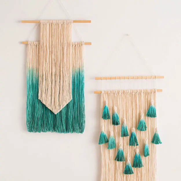 Crafts to Make and Sell, Beautiful Dip Dyed String Wall Hanging Art