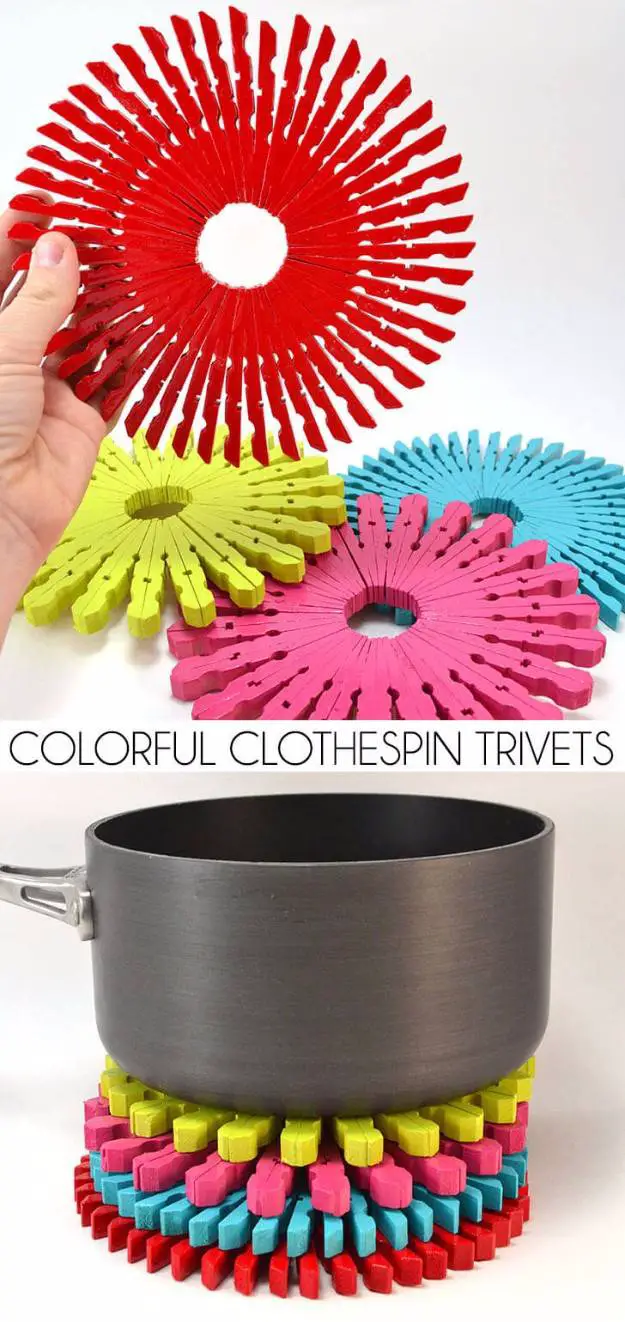 Crafts to Make and Sell, Colorful Clothespin Trivets