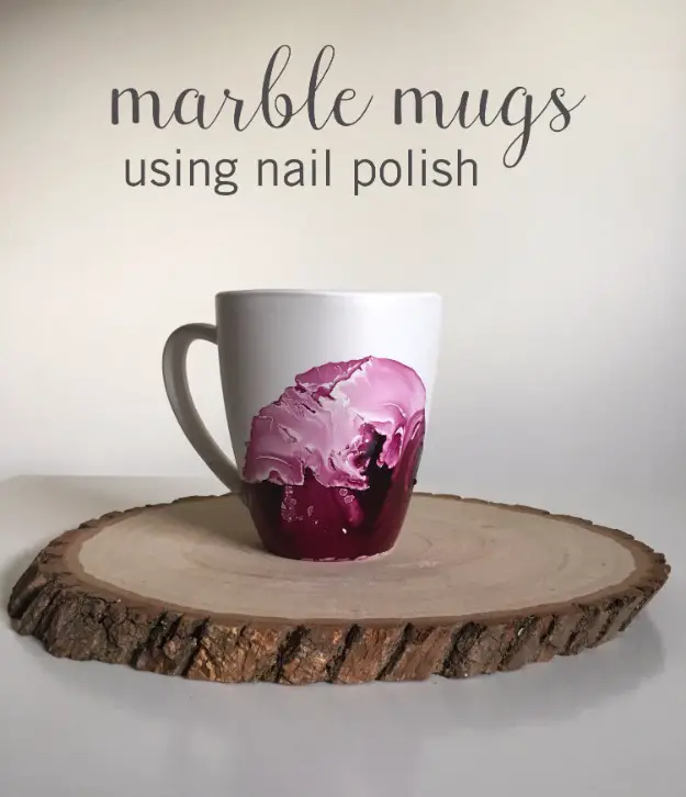 Crafts to Make and Sell, Marble Mugs Using Nail Polish