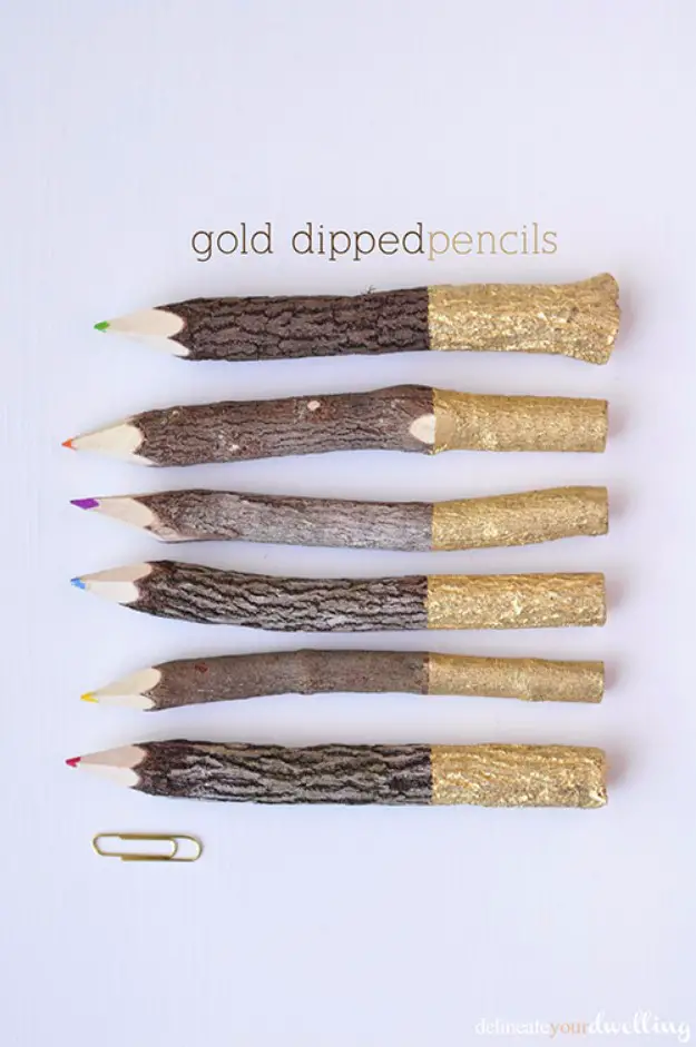 Crafts to make and sell, Stylish Gold Dipped Pencils