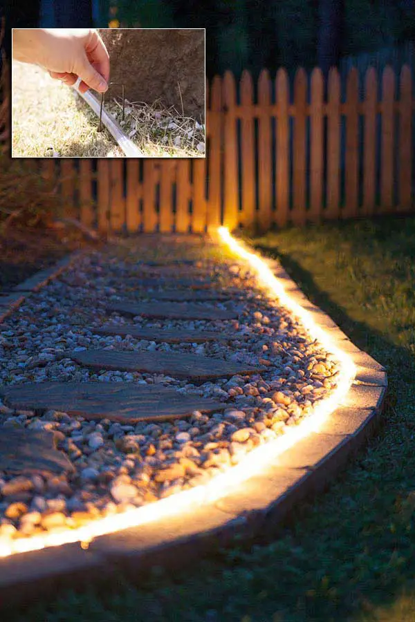 35+ AMAZING DIY Outdoor Lighting Ideas for the Garden, Rope Light as Walkway