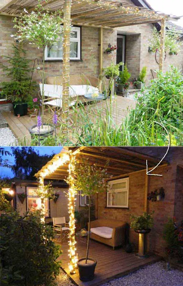 35+ AMAZING DIY Outdoor Lighting Ideas for the Garden, DIY Decked Garden Terrace