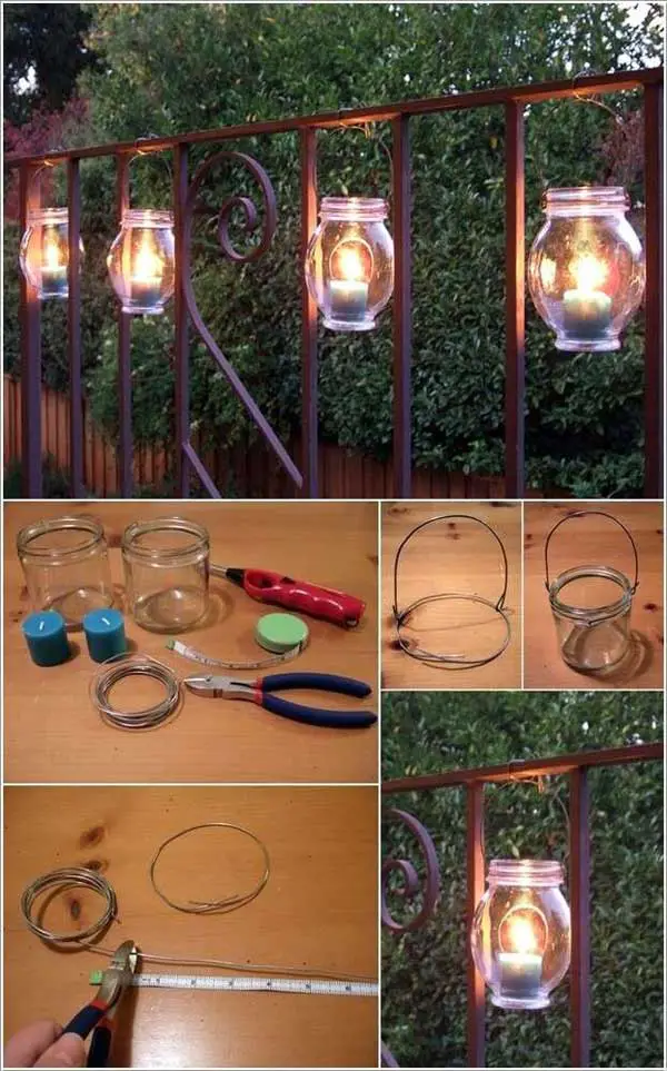 35+ AMAZING DIY Outdoor Lighting Ideas for the Garden, Hanging Jar Lanterns