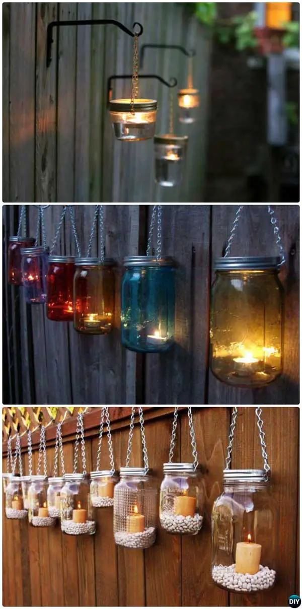 35+ AMAZING DIY Outdoor Lighting Ideas for the Garden, DIY Hanging Mason Jar Lights