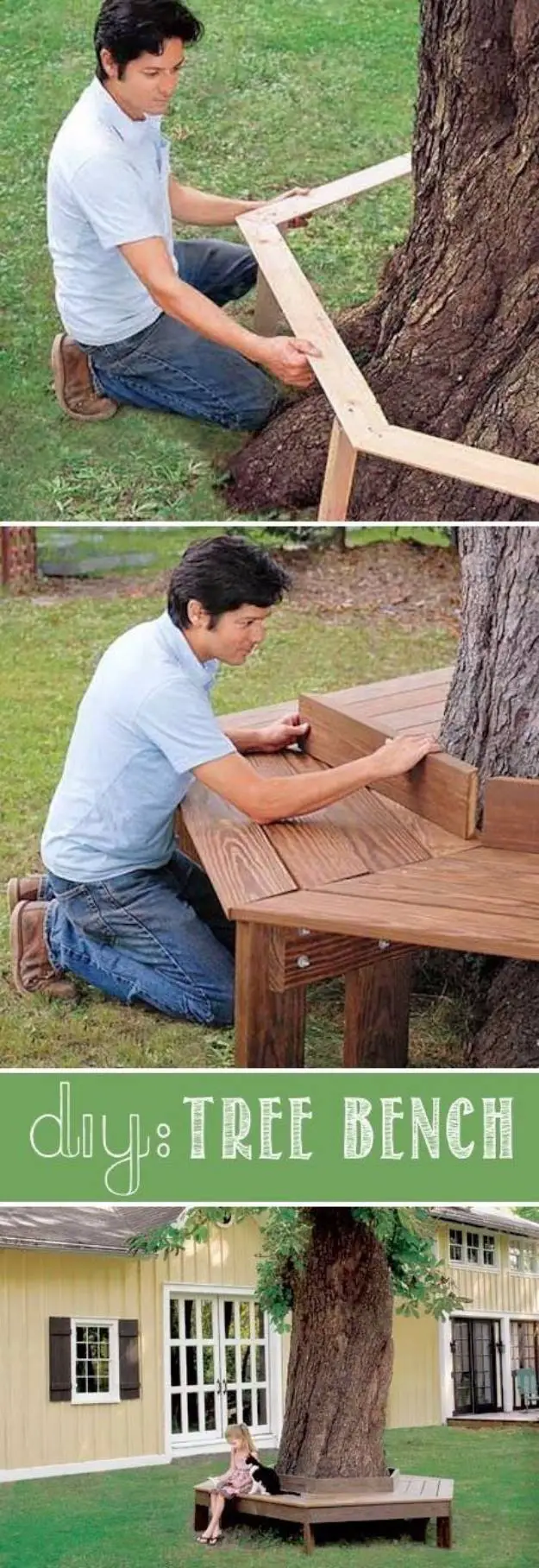 DIY Tree Bench, DIY Curb Appeal Ideas on budget