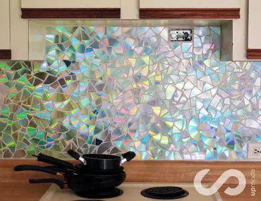 DIY CD Mosaic Kitchen Backsplash
