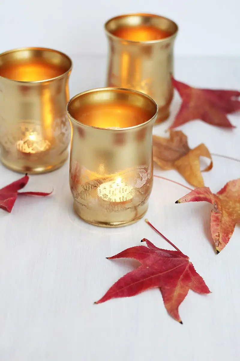 Beautiful Gold Lace Candle Holders Centerpiece