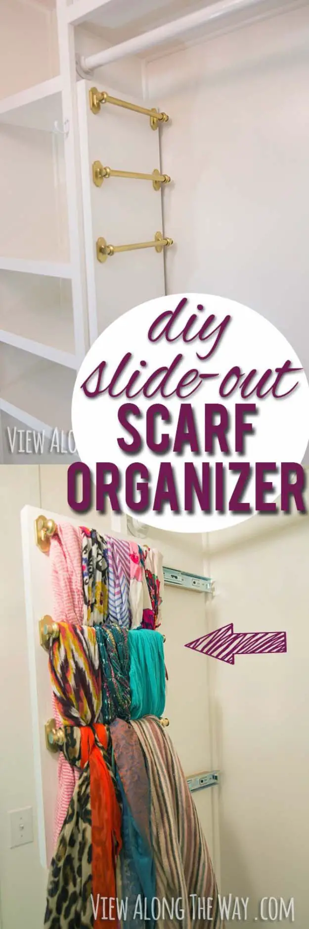 Closet Organization, DIY Slide-out Scarf and Belt Organizers