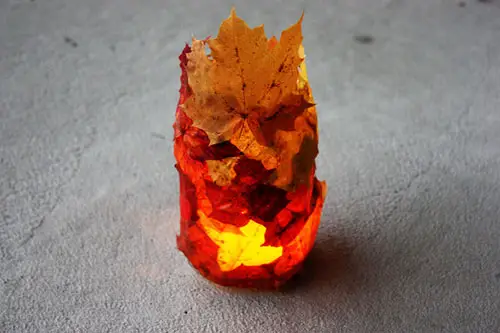 Mini Fall Leaf Lantern Centerpiece