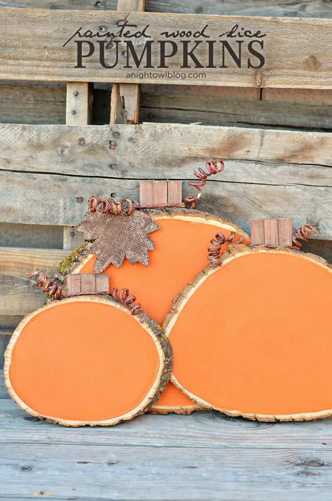 DIY Painted Wood Slice Pumpkins