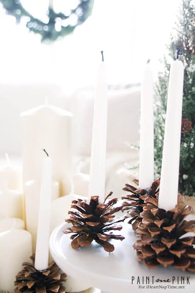 DIY Pine Cone Candle Holders