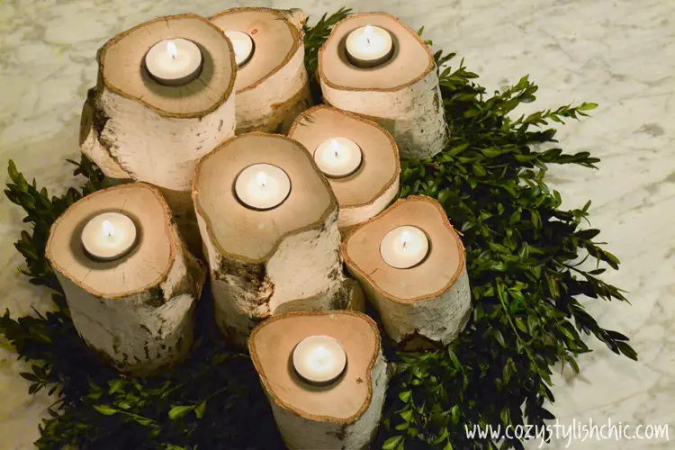 DIY Tree Stump Candle Holders