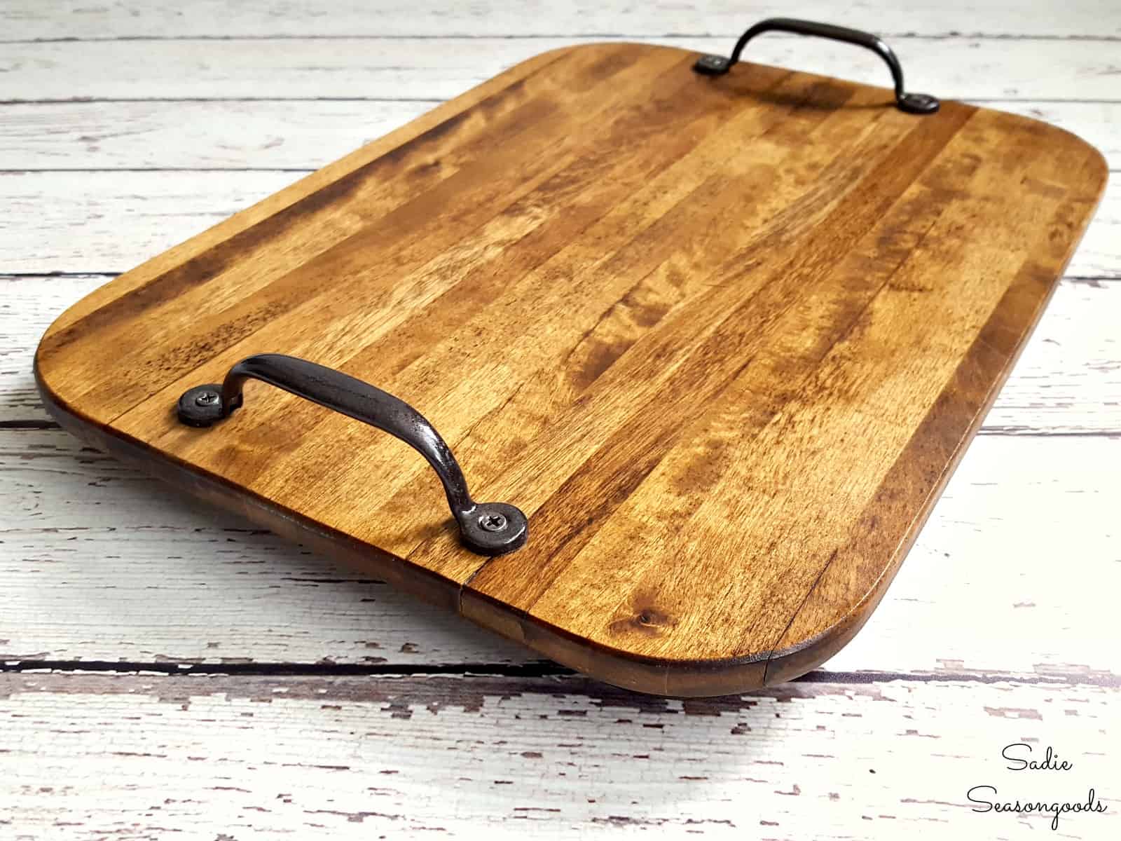 Farmhouse Style Tray from a Thrift Store Cutting Board