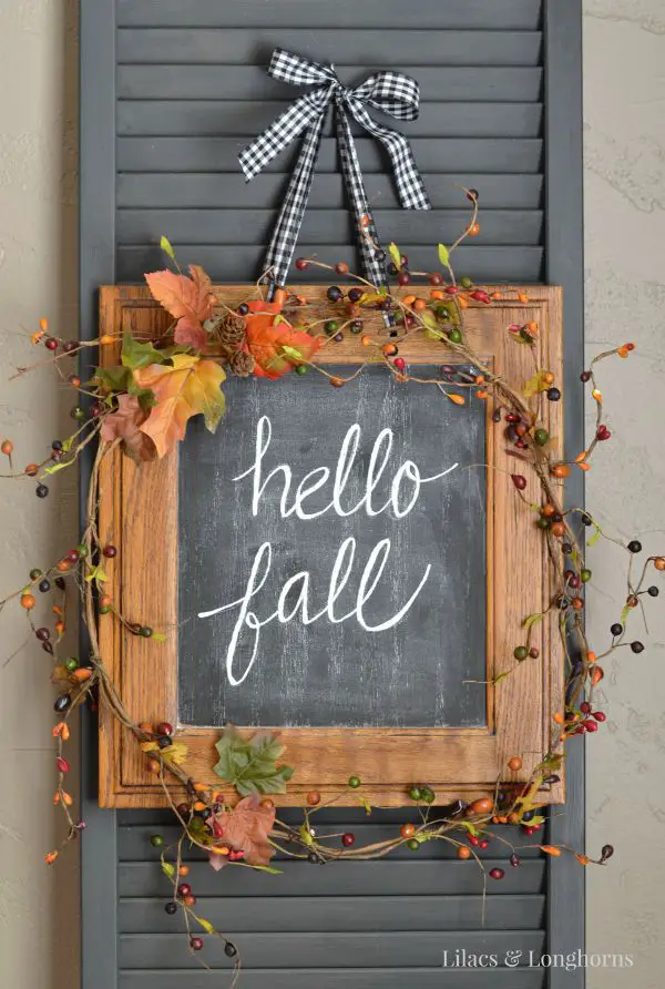 Gorgeous Hello Fall Sign Repurposed Cabinet Fall Decor