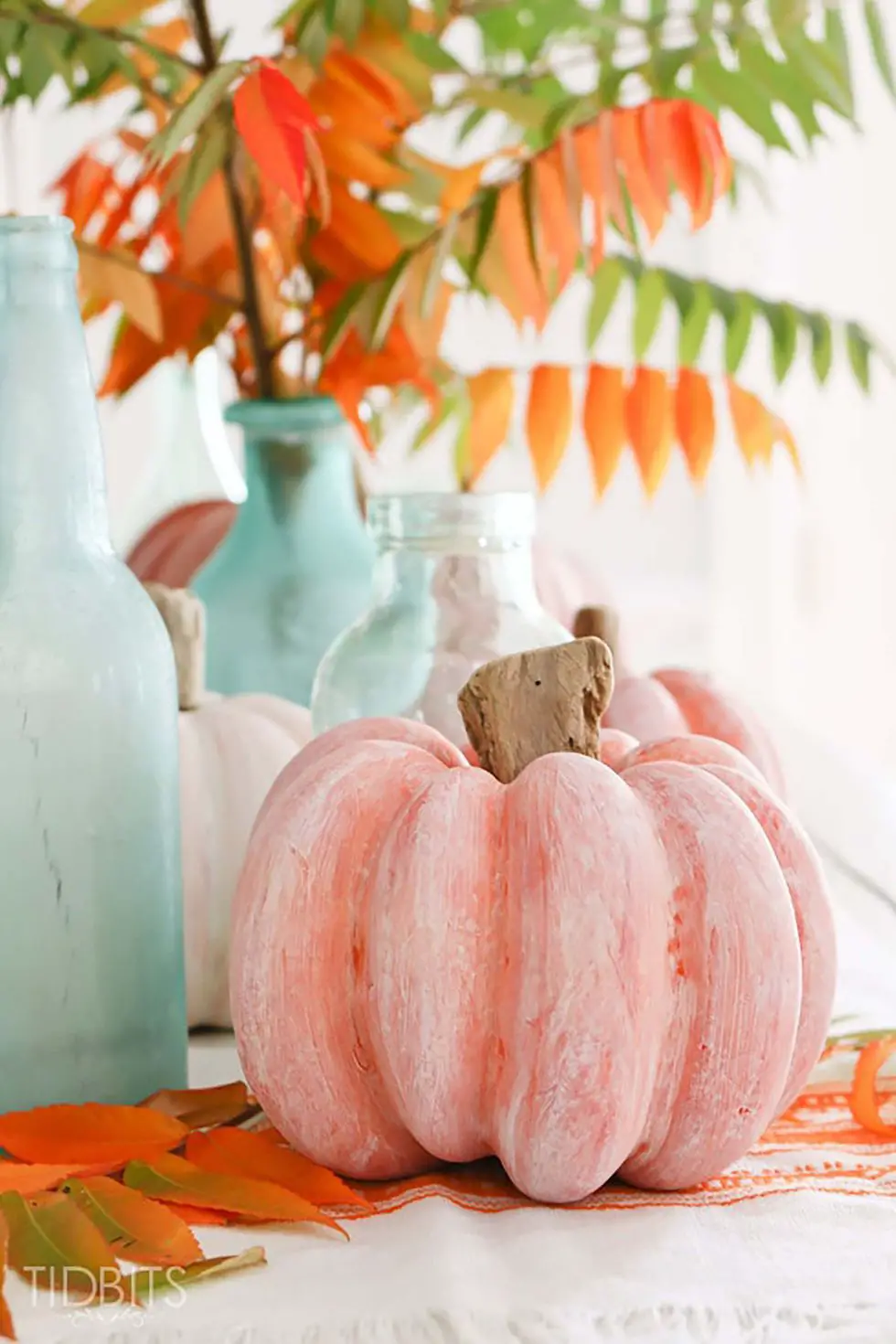 White-Washed Pumpkins Do It Yourself Fall Centerpiece