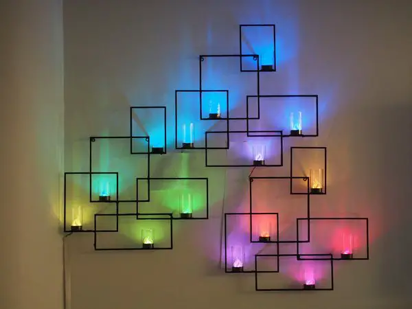 30+ Best DIY Wall Art Projects For Your Home, DIY Geometric Neon Lights Wall Art Sconces