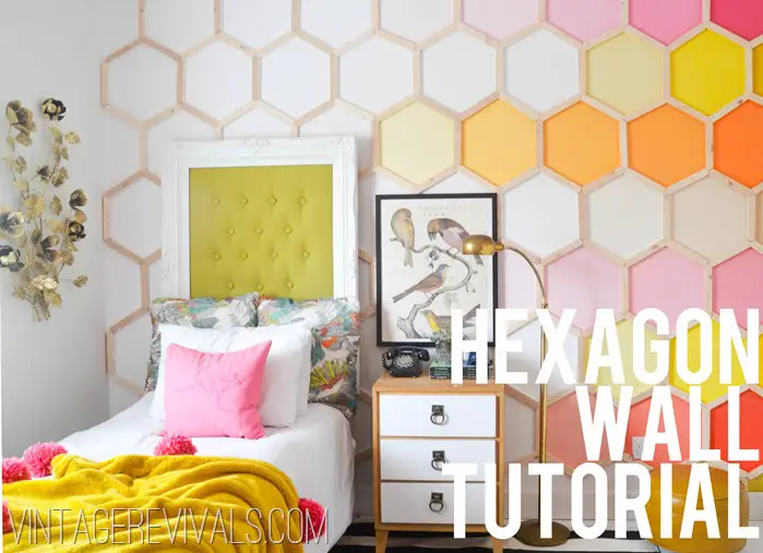 30+ Best DIY Wall Art Projects For Your Home, DIY Honeycomb Hexagon Wall Treatment