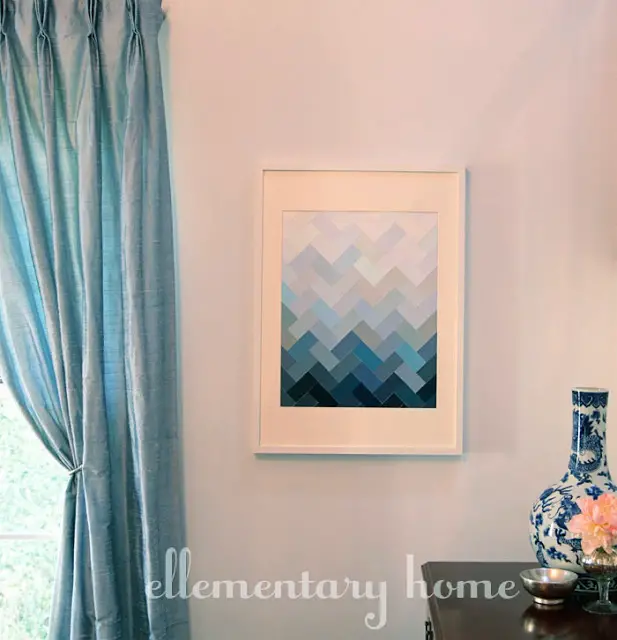30+ Best DIY Wall Art Projects For Your Home, DIY Paint Chip Ombre Herringbone Wall Art