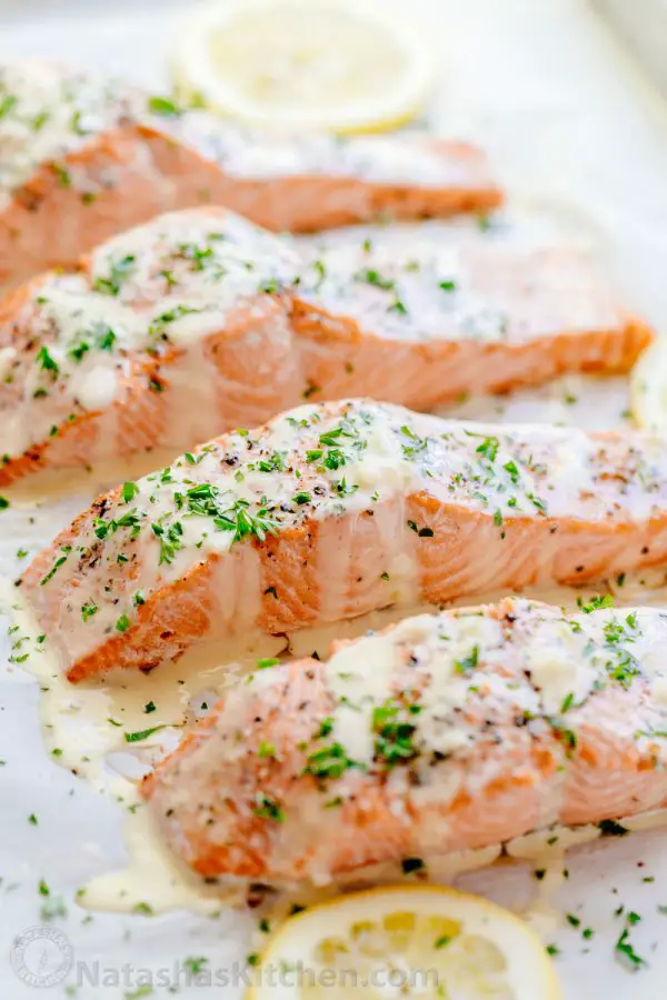 20+ Best Dinner Party Food Ideas - Easy Dinner Party Recipes, Oven Baked Salmon with Lemon Cream Sauce
