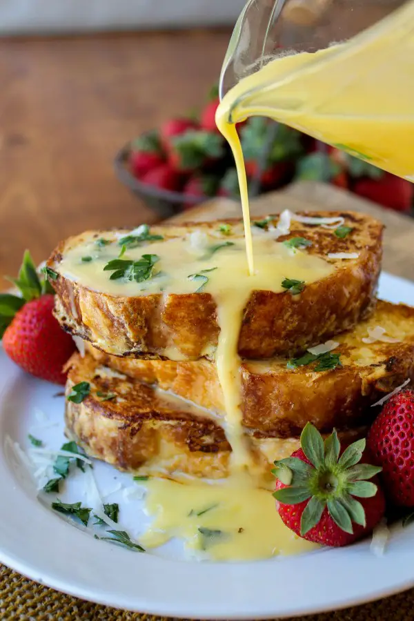 20+ Best Dinner Party Food Ideas - Easy Dinner Party Recipes, Savory Parmesan French Toast with Hollandaise Sauce