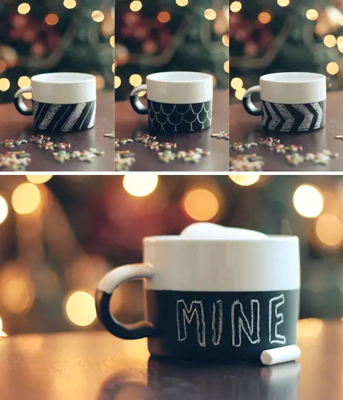 20+ Handmade Gifts Under $5 - Last Minute Gift Ideas, DIY Chalkboard Mug